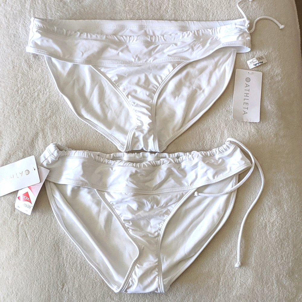 Athleta Side Tie Bikini Bottoms bright white I. Size XL
